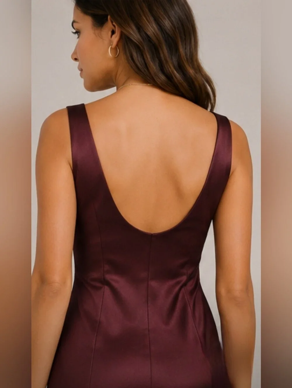 Loft Burgundy Satin Sleeveless Scoop Back Gown Women's Size 4 - Picture 2 of 11